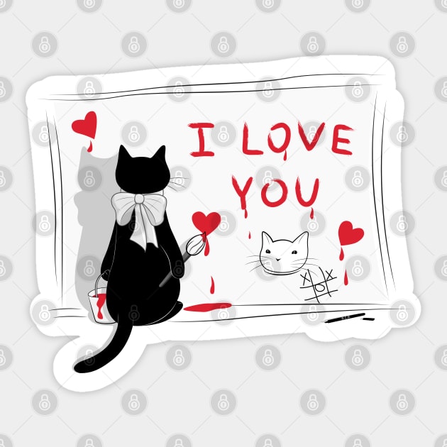 Cat Love Paint Sticker by runcatrun